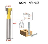 2ชิ้น1/4 ก้าน T-การกัดร่องดอกเราเตอร์ที่จับผลิตจากเหล็กกล้าเครื่องมืออุปกรณ์ตัดสำหรับใช้ในงานไม้ไฟฟ้ายาว3/8 1/2