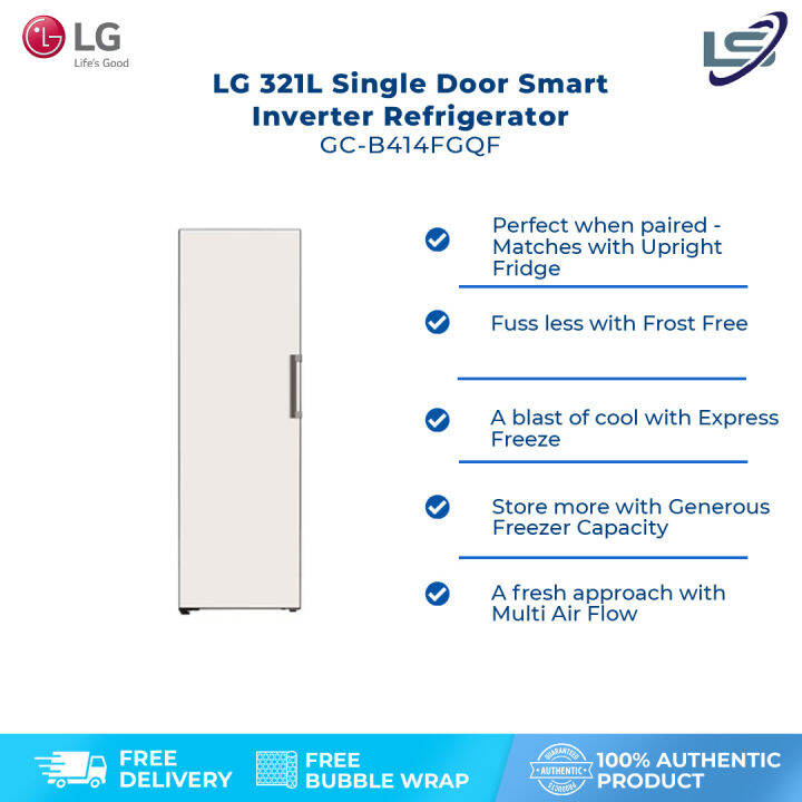LG 321L Single Door Smart Inverter Upright Freezer GCB414FGQF Frost