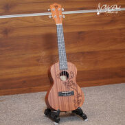 Ukulele Concert Chard UK-24-TA-D Rattan Flower, Gỗ Mahogany Nguyên Tấm