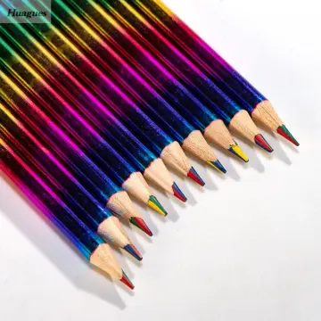 12pcs/set Rainbow Pencil Four-color Same Core Diy Creative Doodling Color  Drawing Pencils