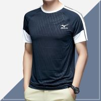 Mizuno เสื้อยืดผ้าไหมน้ำแข็งผู้ชาย,เสื้อบางแขนสั้นคอกลมแฟชั่นลำลองสำหรับวัยรุ่นชายเสื้อยาวถึงก้นแห้งเร็วฤดูร้อน