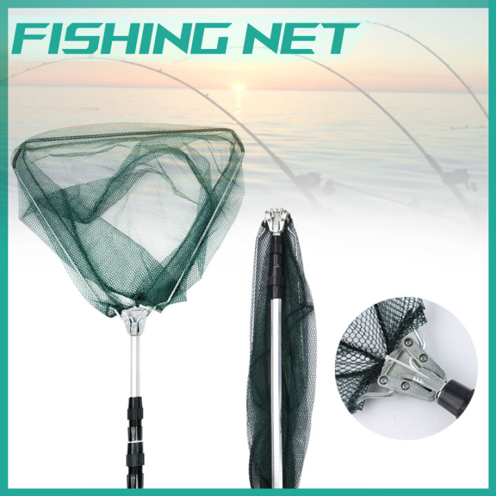 big-sale-start-telescoping-pole-handle-fishing-net-retractable-อลูมิเนียมอัลลอยด์พับได้-แบบพกพาและพับเก็บได้-แหอวน-เครื่องมือตกปลา