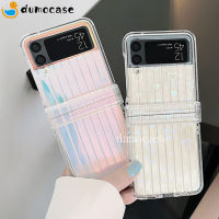 Like 2023】Glitter Love Heart Mirror Case for Samsung Galaxy Z Flip3 5G Zflip4 Shockproof Aurora Full Protection Hinge Clear Cover Z3