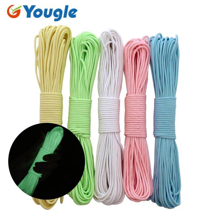 yougle-สายคล้องคอสายร่มเรืองแสงและเชือกพาราคอร์ดสะท้อนแสง9เส้น25-50-100ฟุต