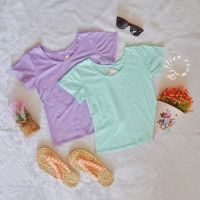 พร้อมส่ง เสื้อยืดสีพื้นผ้าร่อง ใส่สบายมาก