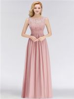 【HOT】✱ Pink Floral Beach Dresses Hollow out Pleated Evening Prom Bridal Gowns with Sash