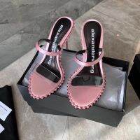 2023 alexanderwangˉSummer New Transparent Slim Heel Sandals with Rhinestone Strips