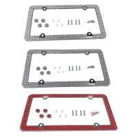 1pc Stainless Steel Bling Car License Plate Frame Cover Holder Accessoriesr US CA Standard Size