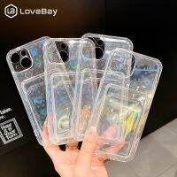 [ขายดี] เคสโทรศัพท์กระเป๋าใส่บัตรหัวใจรักเลเซอร์ไล่ระดับสีใสสำหรับ iPhone 13 12 11 Pro Max X XR XS 7 8 6 Plus SE 2020บั๊มเปอร์