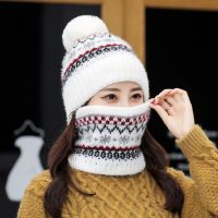 [A Flexible] ใหม่2020ฤดูหนาวผู้หญิง Knitt หมวกผ้าพันคอหนาอบอุ่น Skullies Beanies หญิงหมวกหมวกกลางแจ้งหมวกและแหวนปก2ชิ้นชุด