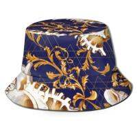 Luxury Floral Pattern Flowers Golden Fishermans Hat Women Fashion Summer Hiking Hats for Girls Ladies Outdoor Sun Hat Dropship