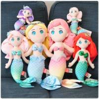 YF Mermaid Princess Plush Toy Stuffed Dolls Kids Baby Girl Birthday Gifts Sofa Cushion Sleep Throw Pillow Long Hair Princess FY