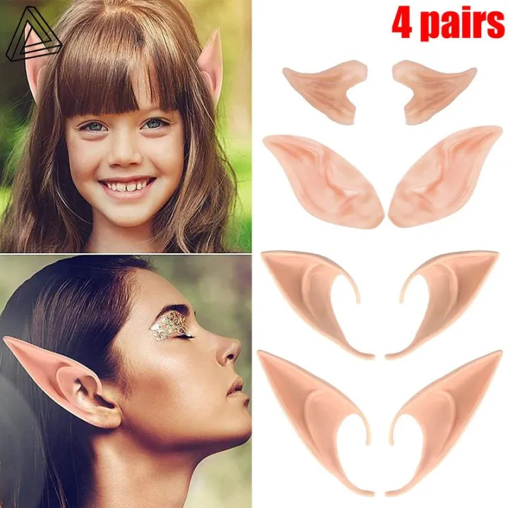 4คู่ Elf Ears Fairy Latex Elf Ears Soft Pointed Latex Ears Reusable Elf