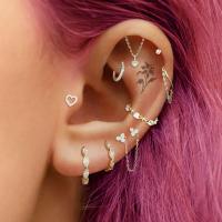 Tragus Rook Helix Lobe Heart Ear Cartilage Piercing Ear Cuff Helix Stainless Steel Septum Chain Ring Earring Piercing Jewelry