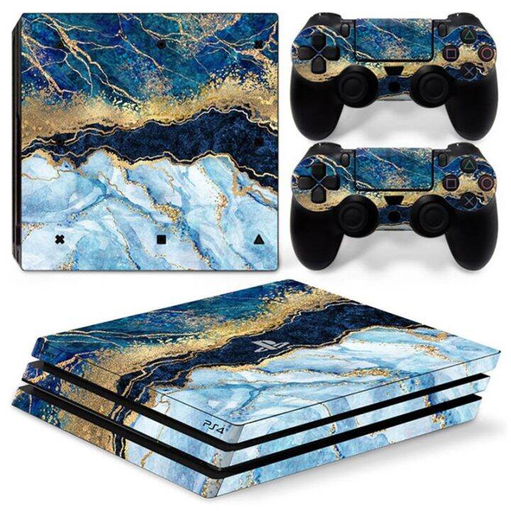mq-รูปแบบใหม่-wave-6745-ps4-pro-สติ๊กเกอร์สกิน-decal-cover-สำหรับ-ps4-pro-console-และ2-controllers-ps4-pro-skin-กรอบและที่คลุม