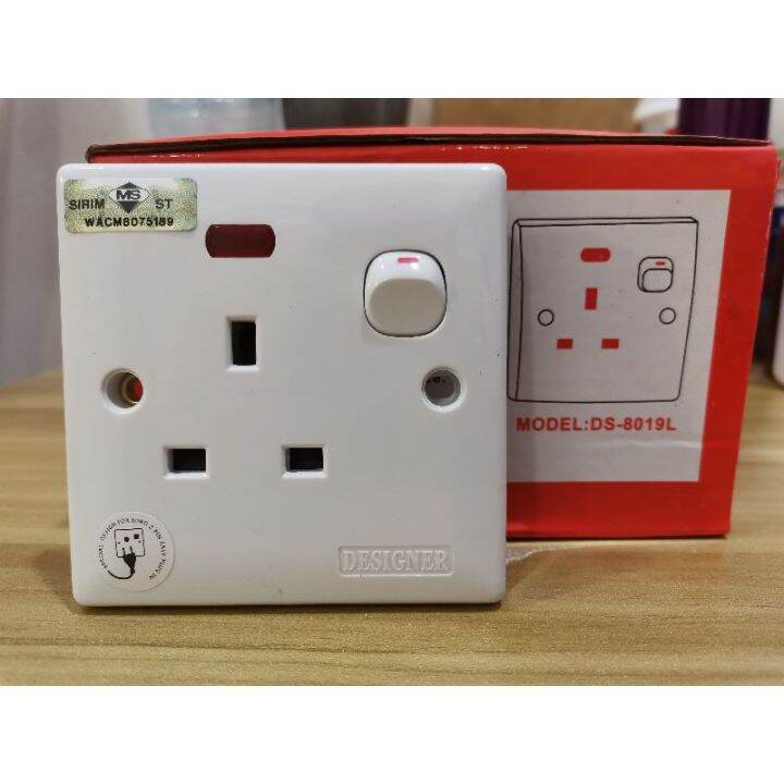 13A switch socket with neon Sirim 13a plug socket Lazada