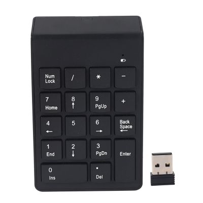 Numeric Keypad,18 Keys Wireless USB Number Pad Keyboard With 2.4G Mini USB Numeric Receiver for Laptop Desktop PC Notebook - Black