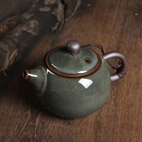 Simple Celadon Handmade Iron Tire Teapot Ceramic Kung Fu Tea Set Ice Cracked Single Pot Ge Kiln With Filter Tea Maker LB80612