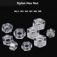 Nylon Hex Nut M2 M2.5 M3 M4 M5 M6 M8 M10 M12 Clear Nylon Plastic Hex Nut Nuts-50/100Pcs