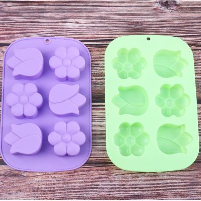 GL-แม่พิมพ์ ซิลิโคน ดอกไม้ 6 ช่อง (คละสี) Flowers silicone mold