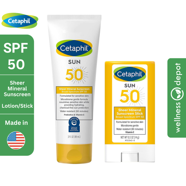 Cetaphil Sheer Mineral Sunscreen SPF50 Lotion / Stick for Face & Body