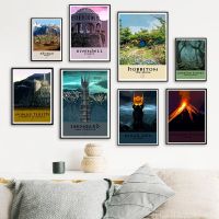 Middle Earth Retro Landscape Wall Art-โปสเตอร์ภาพยนตร์ที่มีชื่อเสียง Vintage แผนที่ภาพผนังภาพวาดผ้าใบสำหรับห้องนั่งเล่น Home Decor