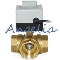 AC220V G1/2 BSP DN15 Brass 3 Way Manual and Automatic Motorized Ball Valve Electrical Actuator