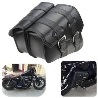 กระเป๋าหนังข้างเบาะมอเตอร์ไซค์2ชิ้น,สำหรับ Harley Sportster XL883/1200กระเป๋าด้านข้างมอเตอร์สีดำTH