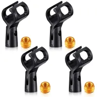 4Pieces Microphone Clip Holder with 4 Adapters Adjustable Mic Holder Clamp with 5/8 Inch Male To 3/8 Inch Female Adapter