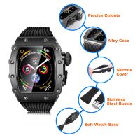 Metal Case For Apple Watch 8 7 Band 45Mm Silicone Strap Protective Screen Protector Cover For Iwatch Series 40 41 44 45Mm Case