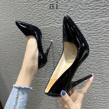 10 Cm Big Size Red Bottom High Heels Brand Pattern Leather Women Pumps  Pointed Toe High Heels Shoes Plus Size 35-46