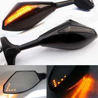 20212Pcs Motorcycle Handlebar Mount Rearview Mirror with LED Turn Signal Lights