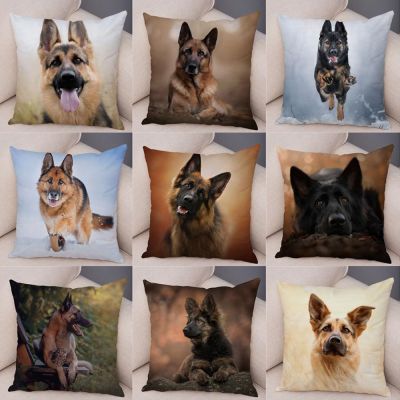 【CW】☬  45x45cm German Shepherd Dog Print Polyester Cushion Cover Dogs Pillowcase Sofa Friend