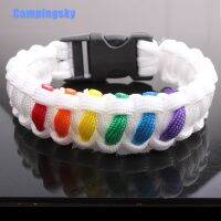 CAMPINGSKY สร้อยข้อมือ Paracord สีรุ้งสีขาว/สี