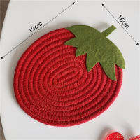 Korean Style Kawaii Pumpkin Strawberry Fruit Shape Cotton Coaster Pot Mat Cute Fruit and Vegetable Anti-scald Placemat Potholder