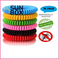 SUN BOX 10 Pack ปลอดภัย เด็กและผู้ใหญ่ อยู่ยั้งยืนยง กันน้ำ แถบป้องกันแมลง สร้อยข้อมือกันยุง อุปกรณ์ตั้งแคมป์ การควบคุมศัตรูพืช