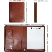 【CC】 6in1  Leather Multifunctional Conference Folder Stationery Contract File Folders Zippered Organizer Card Holder