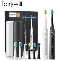 Fairywill แปรงสีฟันไฟฟ้าพลังคลื่นเสียงอัลตร้าโซนิคอย่างรวดเร็วเครื่องชาร์จ USB กันน้ำ IPX7 5โหมด Fairywill FW-507กับ3หัวแปรงของขวัญ