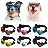 ZZOOI 1 Pcs Heart-shaped Small Dog Sunglasses Waterproof UV Protection Dog Cat Sun Glasses with Adjustable Strap Goggles Pet Products