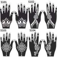 2 Pcs แฟชั่น Henna Tattoo Stencil ชั่วคราวรอยสักมือ DIY Body Art สติกเกอร์แม่แบบอินเดียภาพวาดงานแต่งงานชุด Tools-BIANO