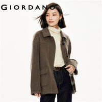 GIORDANO Women Jackets Buckle Closure Mid Long Jackets Turn-Down Collar Vintage Fashion Casual Warm Loose Jackets 18373213