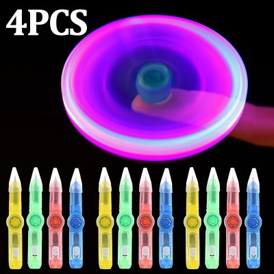 4PCS LED Rotating Ballpoint Pen Cool Glitter Gel Pen with Light Decompression Toys Children Students Gifts School Supplies