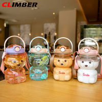 Climber 1000/1400Ml หมีน่ารักขวดน้ำแบบพกพาความจุขนาดใหญ่ถ้วยน้ำกีฬาแก้วดื่มด้วยฟางสำหรับเดินทางกลางแจ้ง