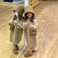 Children Clothing 2022 Autumn Winter Girls Knit Dress Korea Style New Fashionable Casual Loose Hooded Sweater Dress for Girls  by Hs2023