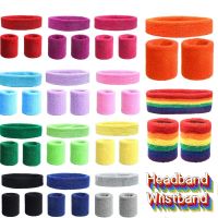 Fashion Sports Headband and Wristband Towel Set Sweatband Cotton Basketball Wrist Band Bracers for Women Men Cycling Gym Tennis