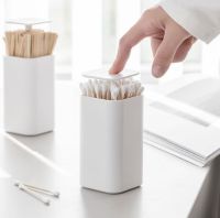 Omocha - (Press type) Cotton buds storage case : ที่เก็บคอตตอนบัด ที่เก็บสำลีก้าน ที่ใส่ไม้จิ้มฟัน