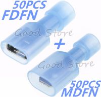 100PCS Transparent blue MDFN FDFN NYLON brass Male Female male Insulated Spade joint Connector Crimp Terminal Connectors