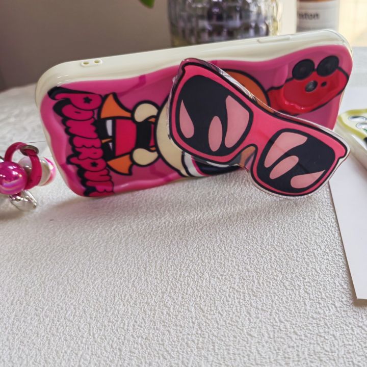 เคสสำหรับ-iphone-11-12-pro-xs-max-xr-x-เคสมือถือแว่นตากันแดด-powerpuff-หญิงตัวยึดตัวจับการ์ตูน-ins-นุ่มโปร่งใสปกป้องเต็มรูปแบบป้องกันการตกกันกระแทก-tpu