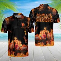 2023 new design- Personality flame bowling, American fire bowling senior polo shirt for men, size s-5xl