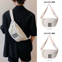 Summer Messenger Striped Nylon Canvas Bag Women 2023 New Versatile Chest Bag Mens Casual Sports Running Pocket Bag 【BYUE】